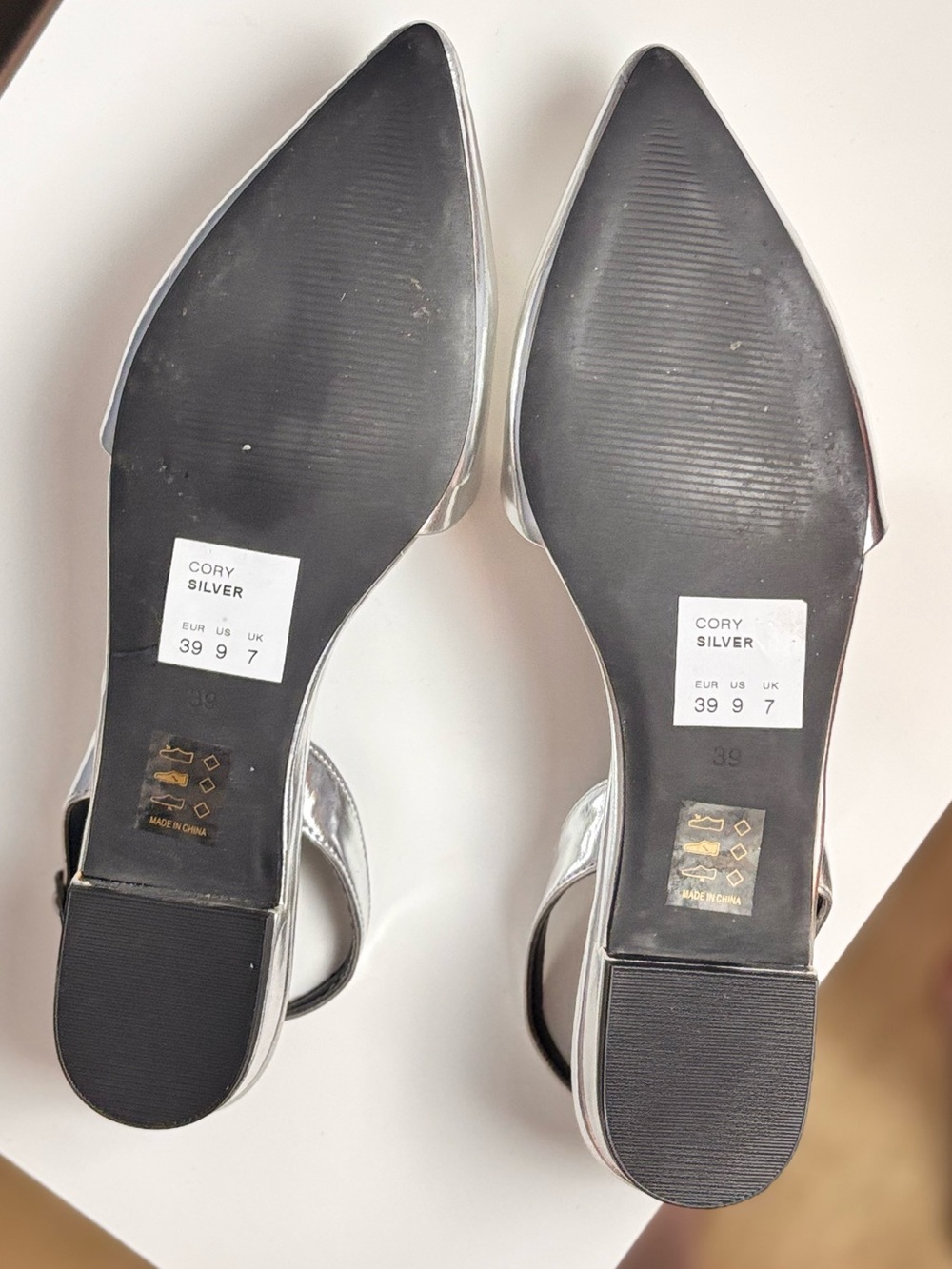 Silver Pointed-Toe Slingback Mules - Picture 5 of 7